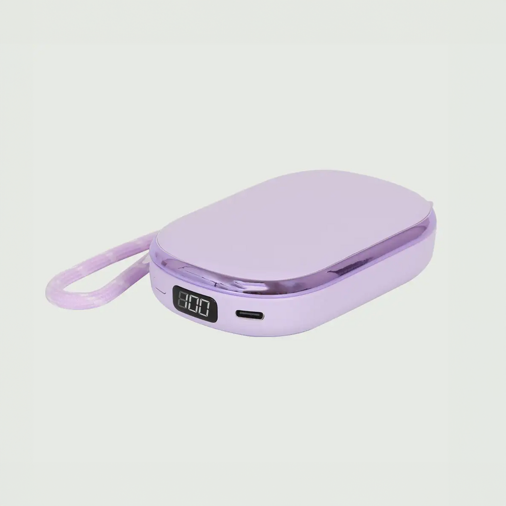 re-nu Smart Beauty 4-in-1 LED Compact Mirror with Power Bank and Hand Warmer (Purple)