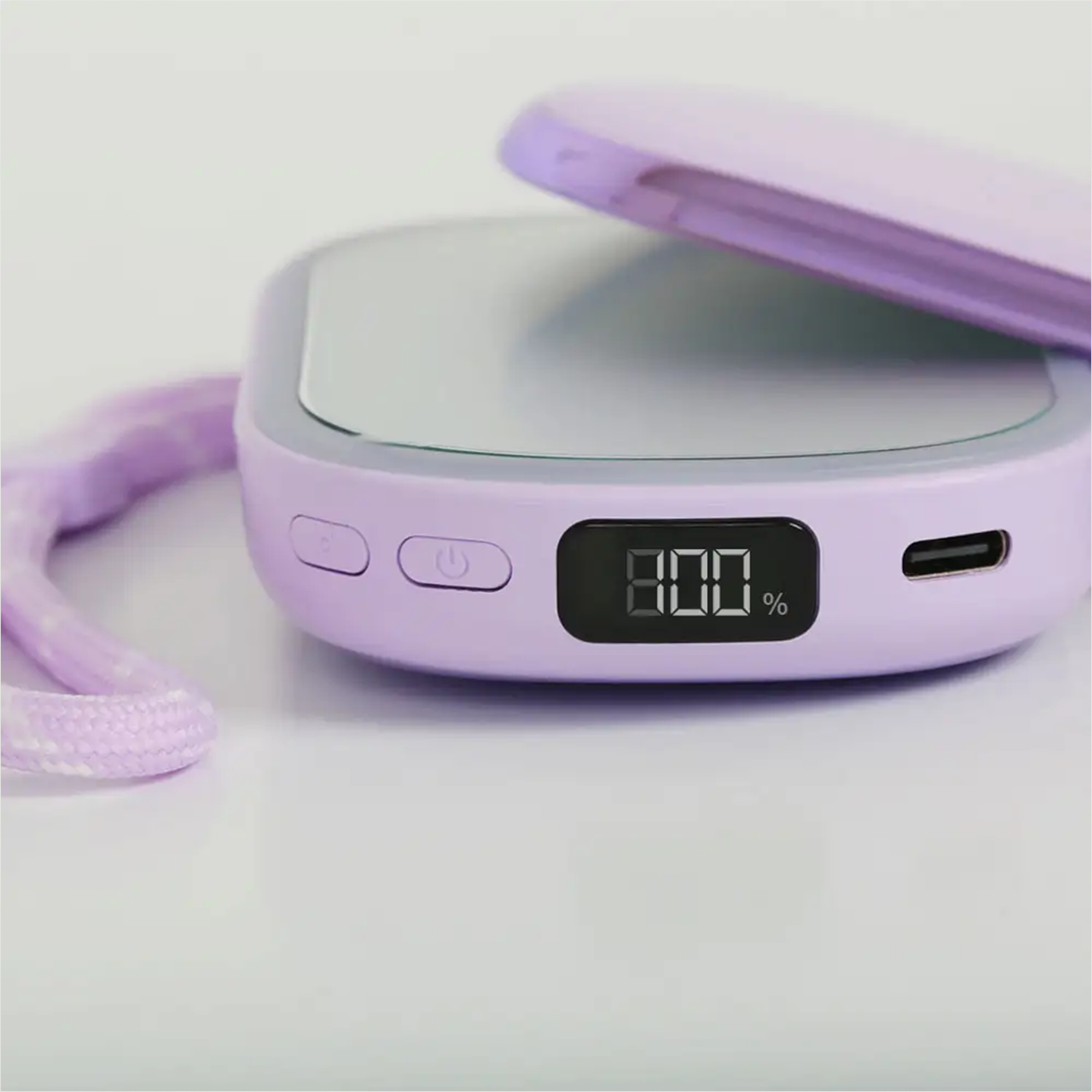 re-nu Smart Beauty 4-in-1 LED Compact Mirror with Power Bank and Hand Warmer (Purple)