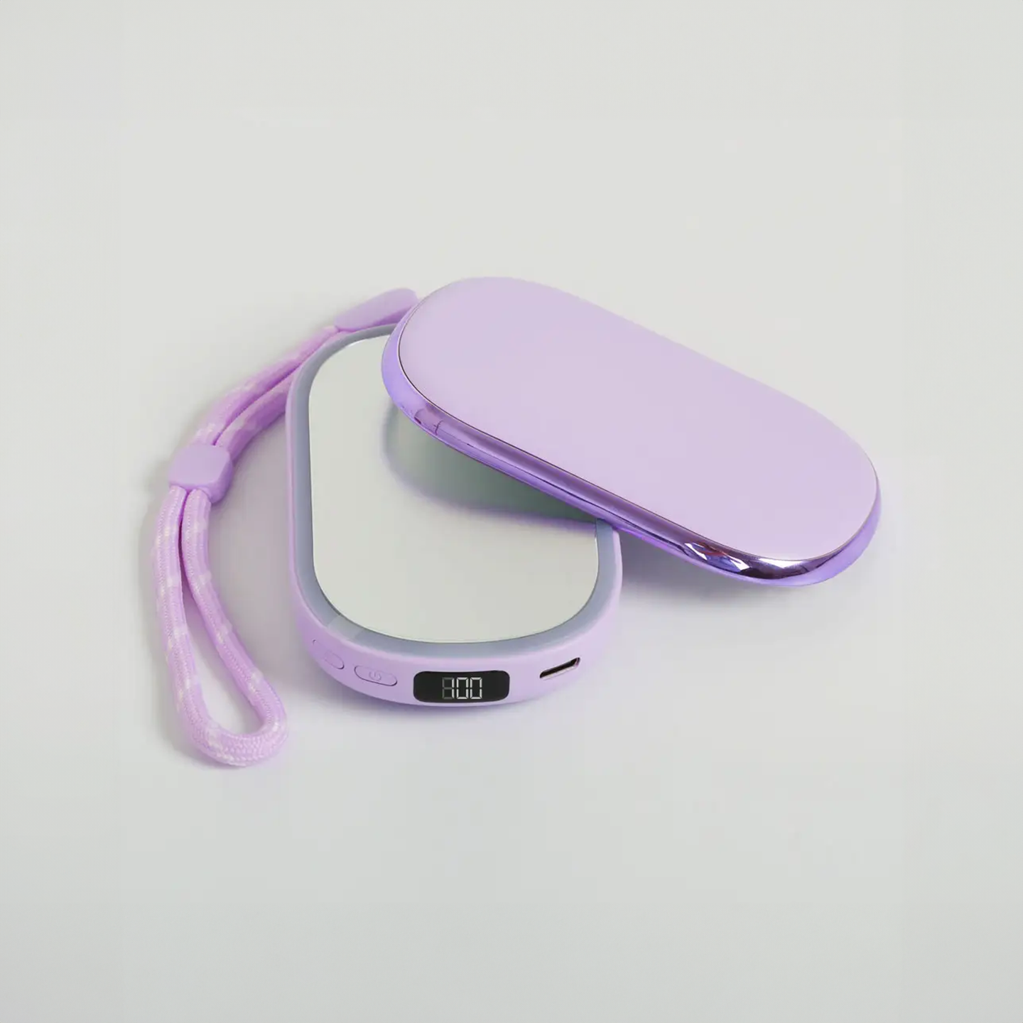 re-nu Smart Beauty 4-in-1 LED Compact Mirror with Power Bank and Hand Warmer (Purple)