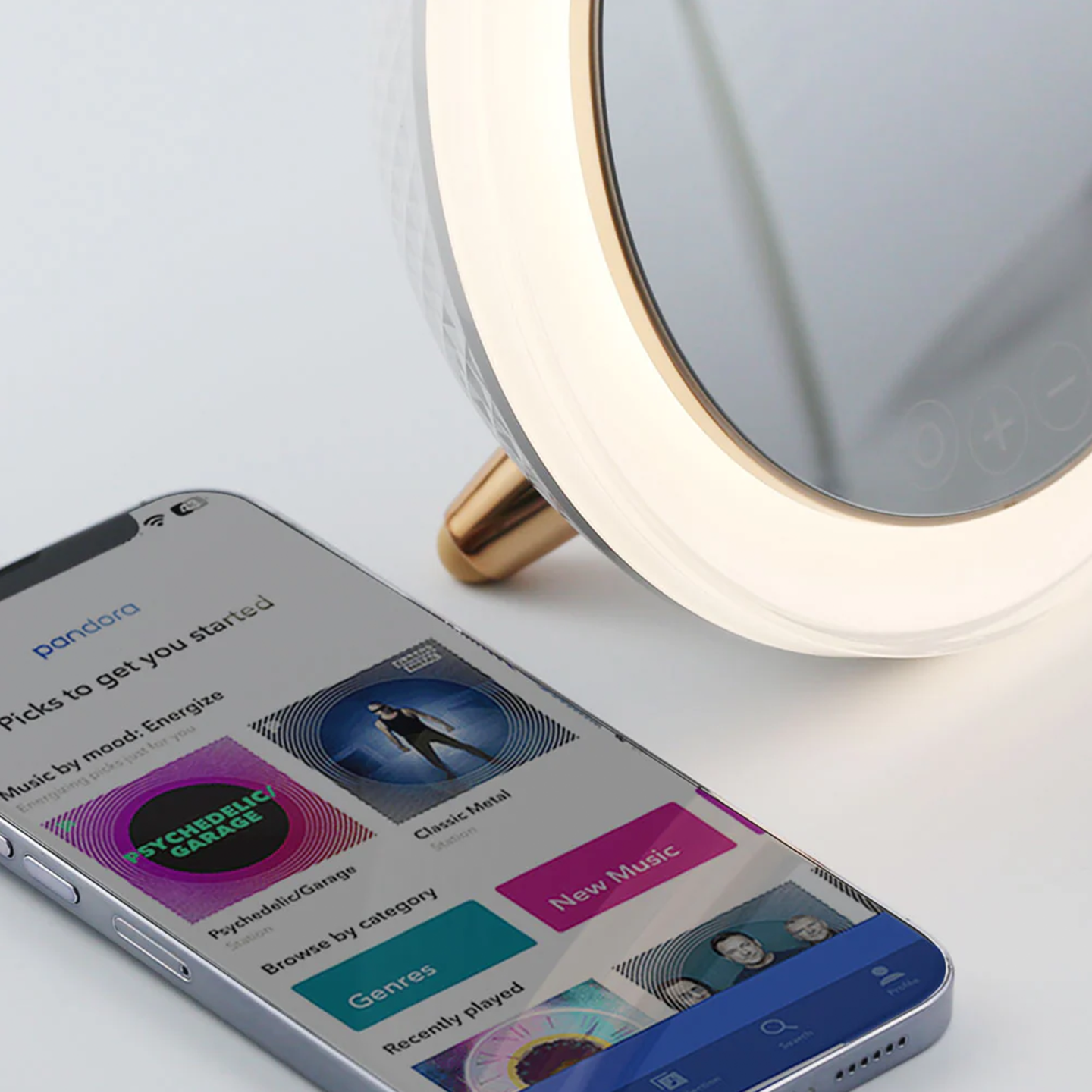 re-nu Smart Beauty LED Ring Light Bluetooth Mirror
